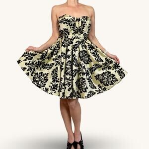 Atelier Alyce Strapless Fit Flare Mini Dress Damask Size 12 NWT Sample